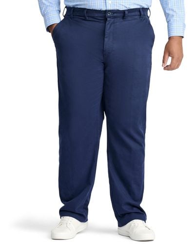 Izod Big And Tall Performance Stretch Flat Front Pant - Blue