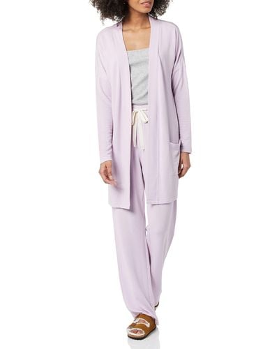 Amazon Essentials Relaxed-fit Lightweight Lounge Terry Open-front Cardigan - Pink