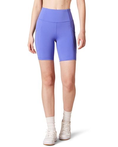 Amazon Essentials Active Sculpt High Rise 7 Bike Shorts With Pockets - Blue