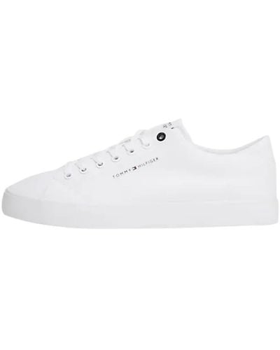 Tommy Hilfiger Th Hi Vulc Low Canvas Vulcanized Trainer - White