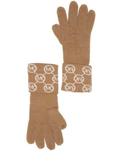 Michael Kors Circle Logo Knit Cuffed Gloves - White