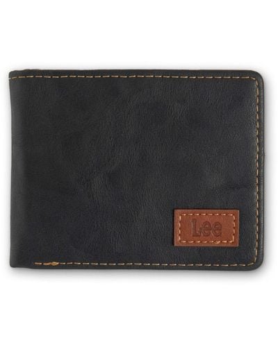 Lee Jeans Portafoglio da uomo bifold slim casual quotidiano minimalista contanti e porta carte - Nero