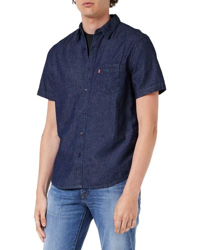 Levi's Shortsleeve Sunset 1-pocket Standard Shirt Nen - Blauw