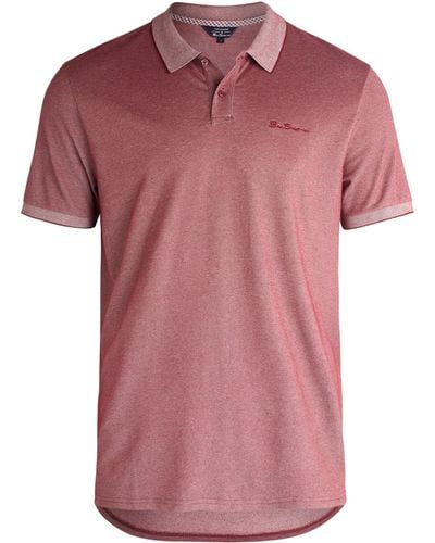 Ben Sherman Klassische Passform 2 Knöpfe Kurzarm Shirt - Casual Stretch Birdseye Polo für - Pink