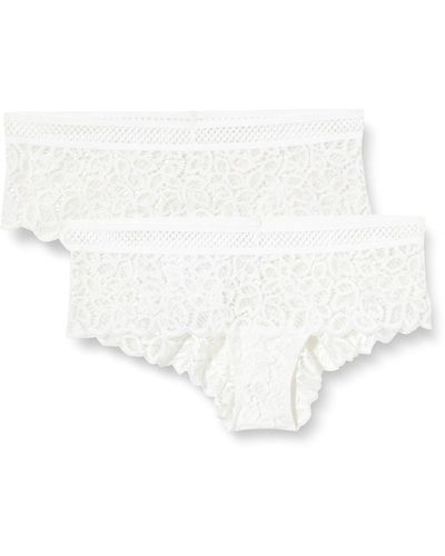 Iris & Lilly Slip Cheeky Hipster con Finiture in Pizzo Donna - Bianco