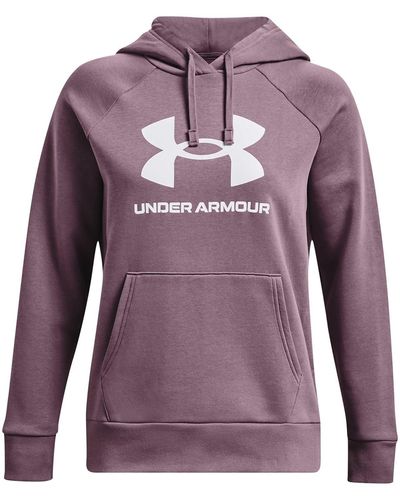 Under Armour Rival Fleece Big Logo Hoodie Sweatshirt Voor - Paars