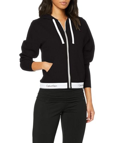 Calvin Klein Top Hoodie Full Zip Sweat-Shirt à Capuche ,Noir