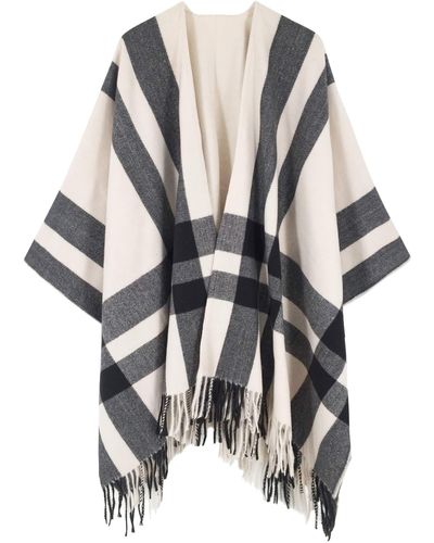 HIKARO Amazon-Marke Winter Poncho Cape Warm Schal Wrap Open Front Printed Quaste Blanket Cardigans - Mehrfarbig