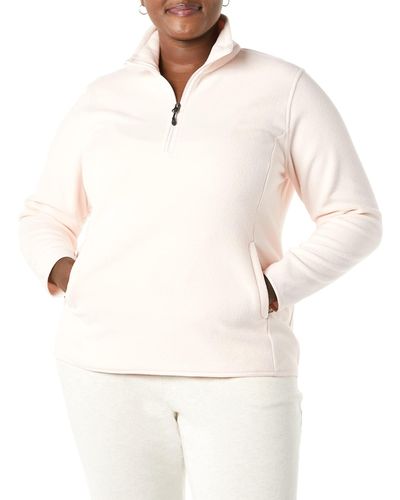 Amazon Essentials Langärmelige Pulloverjacke Aus Polarfleece Mit Viertelreißverschluss - Weiß
