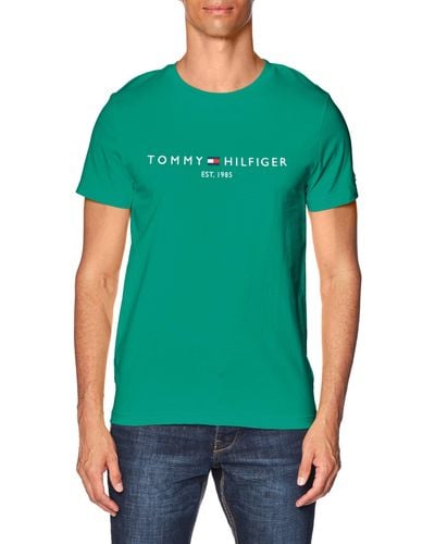 Tommy Hilfiger T-Shirt ches Courtes Tommy Logo encolure Ronde - Vert