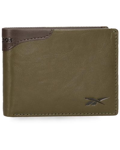 Reebok Club Vertical Wallet With Purse Green 8.5 X 11.5 X 1 Cm Leather