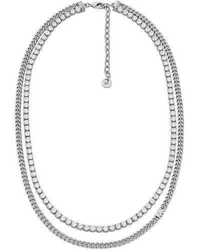 Michael Kors Premium Metallic Muse Platinum-plated Mixed Tennis Double Layer Necklace