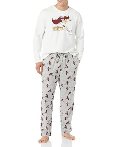 Amazon Essentials Marvel Flannel Pyjama Sleep Sets - Grey