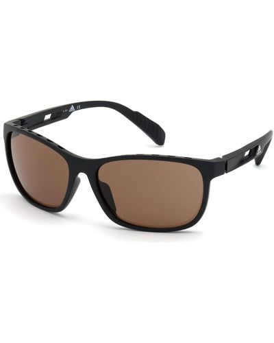 adidas SP0014 02E 62MM Matte Black / Brown Lenses Square Sunglasses for + BUNDLE With Designer iWear Complimentary Eyewear Kit - Nero