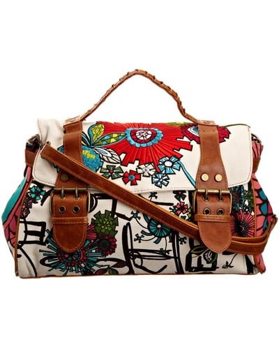 Desigual Crazy Flores Everyday Handbag Biscuit 22x50141005u - Red