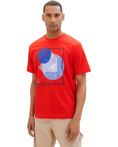 Tom Tailor T-Shirt mit abstraktem Print - Rot
