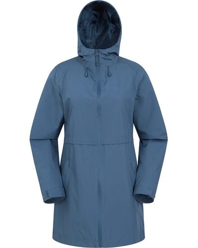Mountain Warehouse Lightweight With Adjustable Hood & Side Pockets - Best For Spring Summer Wet - Blue
