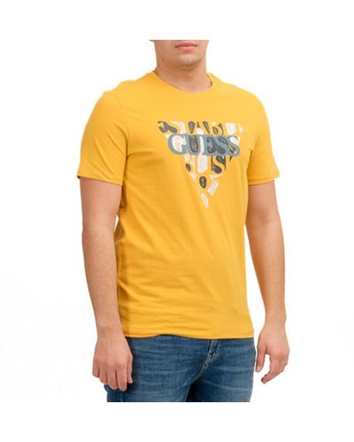 Guess T-Shirt Giallo Uomo Blurri - Arancione