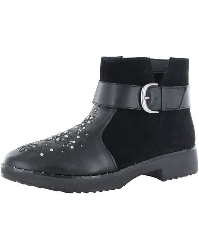 Fitflop Athena Flower Stud Ladies Leather Ankle Boots All Black 7