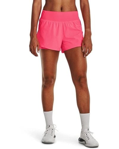 Under Armour S Woven 2 In 1 Shorts Pink Xs - Red