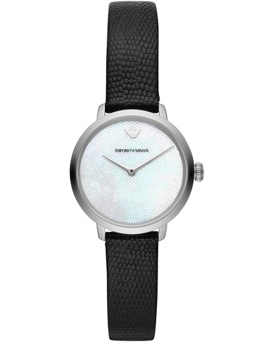 Emporio Armani Analog Quarz Uhr mit Leder Armband AR11159 - Weiß
