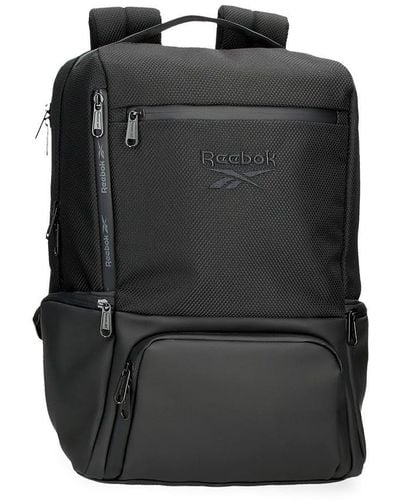 Reebok Roger Mochila Casual para Portátil 15,6" Negro 30x41x15 cms Poliéster con Detalles en Piel Sintética 18,45L by Joumma Bags