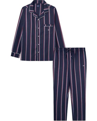 Hackett Nelson gestreifter Schlafanzug Pyjamaset - Blau