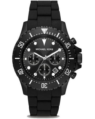 Michael Kors Everest Chronograaf Tweekleurig Roestvrijstalen En Siliconen Horloge - Zwart
