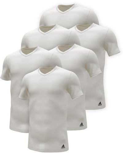 adidas V-Neck T-Shirt Unterhemd V-Ausschnitt langlebig 6 er Pack - Grau