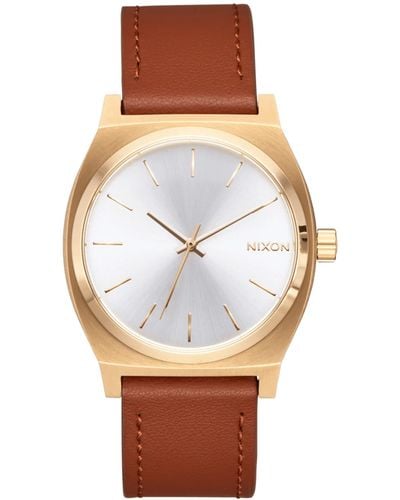 Nixon Analog Japanese Quartz Watch With Leather Strap A1373-5168-00 - White