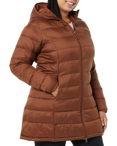 Amazon Essentials Lightweight Water-resistant Hooded Puffer Coat - Brown