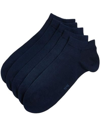 Esprit Solid 5-Pack socquettes homme coton biologique durable blanc bleu marine gris noir basses courtes fines été sans motif taille