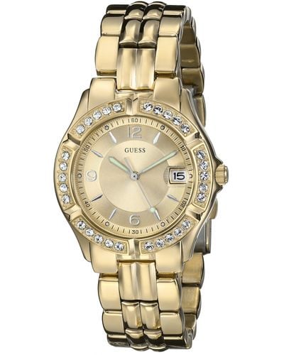 Guess Gold-tone Bracelet Watch With Date Feature. Color: Gold-tone - Natural