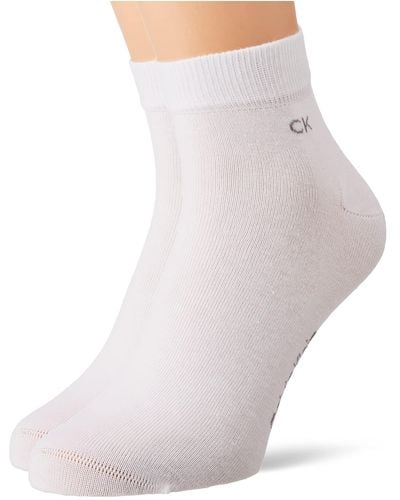 Calvin Klein Casual Flat Knit Cotton Quarter Socks 2 Pack Cuarto - Neutro