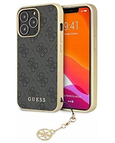 Guess GUHCP13XGF4GGR Case For Iphone 13 Pro Max 6.7 Inch Grey 4g Charms Collection