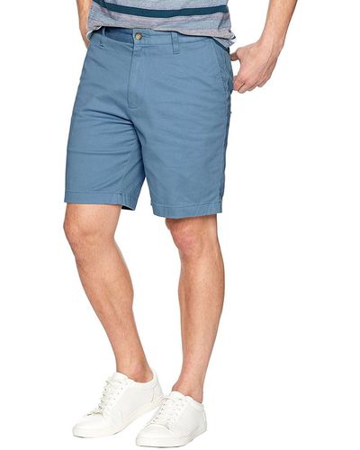 Nautica Classic Fit Flat Front Stretch Solid Chino Deck Legere Shorts - Blau