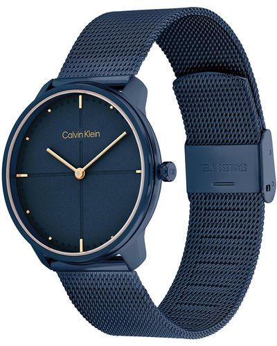 Calvin Klein Montre Analogique à Quartz pour avec Bracelet milanais en Acier Inoxydable Bleu - 25200160