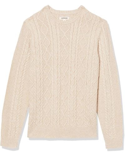 Goodthreads Supersoft Long-sleeved Cable Knit Crewneck Sweater - White