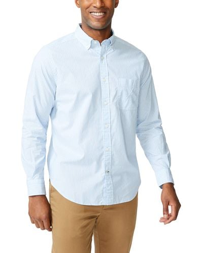 Nautica Long Sleeve Button Down Poplin Shirt Camicia con Bottoni - Blu