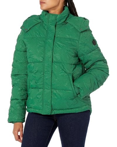 Desigual Calgary Woven Padded Short Overcoat - Verde