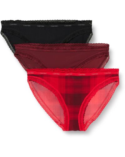 Calvin Klein 3 Pezzi Bikini Mutandine - Rosso