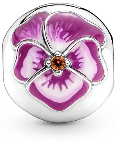 PANDORA Breloque fleur de pensée rose à clip 790772C01 - Violet