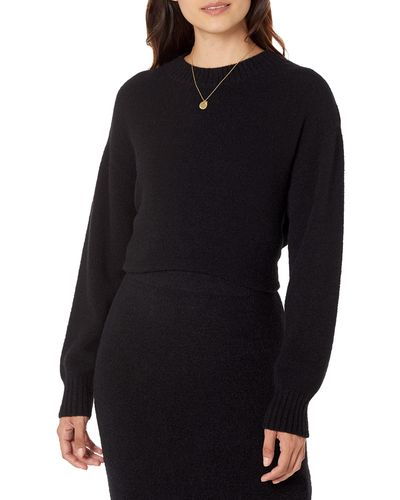 The Drop , maglione a girocollo da donna Carter, ultra morbido, stile basico, nero, XL - Blu