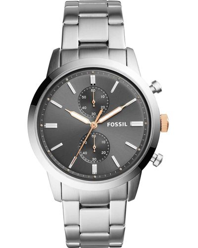 Fossil Analog Quarz Uhr mit Edelstahl Armband FS5407 - Grau