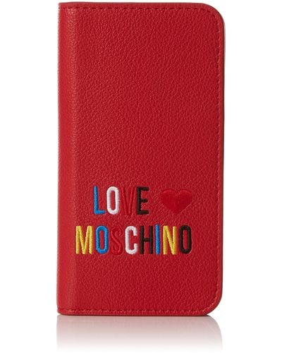 Love Moschino Portacel.small Grain Pvc Rosso - Rouge