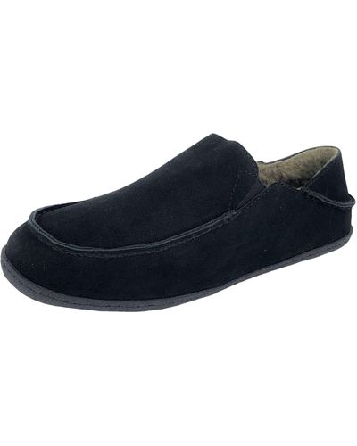 Clarks Hausschuhe aus Veloursleder mit klappbarem Absatz und Twin Gore JMH2043 – warmes Plüsch-Sherpa-Futter – für drinnen und - Schwarz