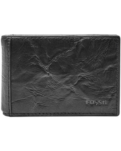 Fossil Neel Leather Bifold Sliding 2-in-1 With Removable Card Case Wallet - Black