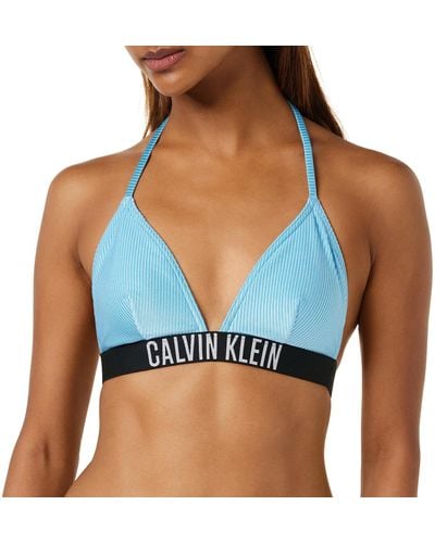 Calvin Klein Top Bikini a Triangolo Donna senza Ferretto - Blu