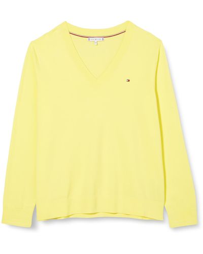 Tommy Hilfiger Co Jersey Stitch V-nk Trui Geel Tulp M