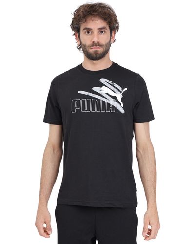 PUMA Ess+ Logo Lab Black Sports T-shirt
